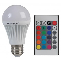 Multi Coloured LED Light Bulb  Frosted GLS  E27 / ES  Dimmable Pro Elec