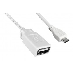 USB Cable  0.5m  2.0 A RCPT-Micro B Plug White  3021070-005M  Qualtek