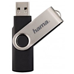 Hama (94175) Rotate USB 2.0 Flash Drive, 16GB 10 MB/s, Black/Silver