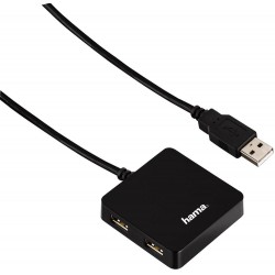 Hama (00012131) USB Hub, 2.0, 4 Port, Bus Powered, Blac