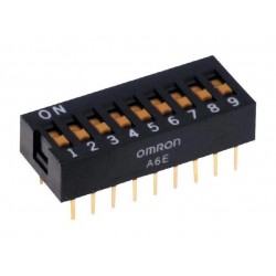 Omron (A6E-9104-N) DIP / SIP Switch, 9 Circuits, Slide, 24 V, 25 mA