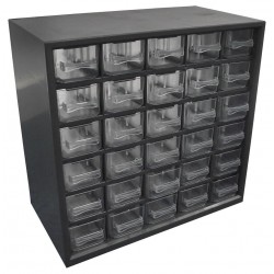 Duratool (SPC11296) Storage Cabinet, 30 Drawer, Plastic, Black
