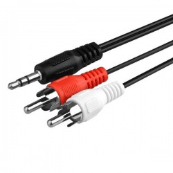 AV Cable 3.5mm Stereo Phone Plug to 2x RCA/Phono Plug  5.9 ft  1.5 m  Black