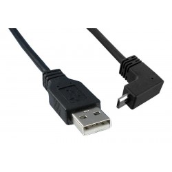 USB Cable  0 9m  USB to 90 degree Micro USB   Black  3021075-03  Qualtek